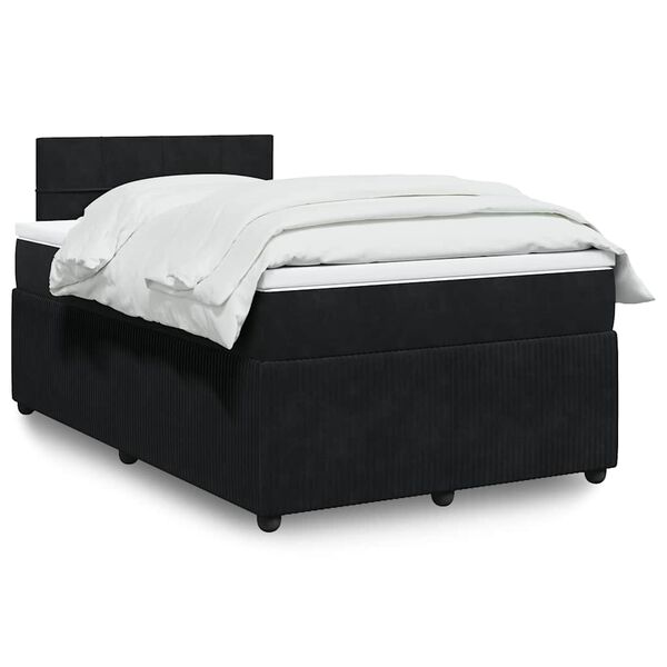 vidaXL Κρεβάτι Boxspring με Στρώμα Μαύρο 120 x 200 εκ. Βελούδινο