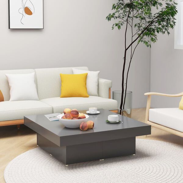 vidaXL Τραπεζάκι Σαλονιού Γκρι 90 x 90 x 28 εκ. Μοριοσανίδα