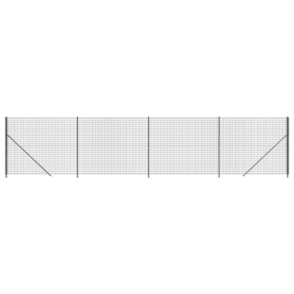 vidaXL Συρματόπλεγμα Περίφραξης Ανθρακί 1,6 x 10 μ. με Βάσεις Φλάντζα