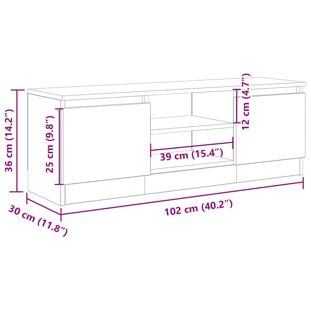 vidaXL Έπιπλο Τηλεόρασης Παλιό Ξύλο 102x30x36 εκ. από Μοριοσανίδα