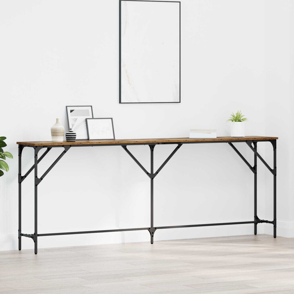 vidaXL Τραπέζι κονσόλας Παλιό Ξύλο 200 x 29 x 75 cm