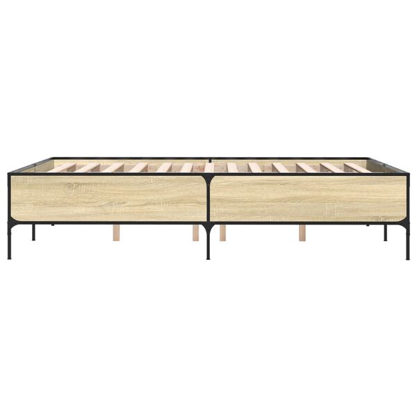 vidaXL Πλαίσιο Κρεβατιού Sonoma Δρυς 150x200 εκ. Επεξ. Ξύλο & Μέταλλο