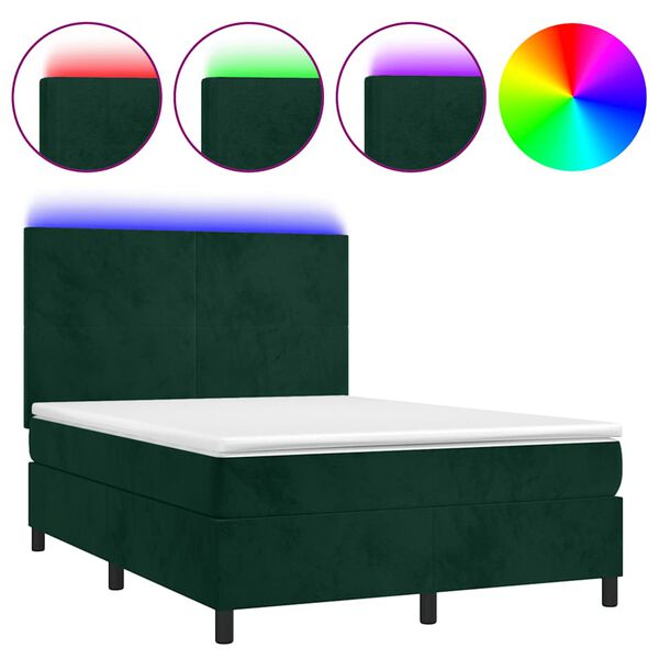 vidaXL &Kappa;&rho;&epsilon;&beta;ά&tau;&iota; Boxspring &mu;&epsilon; &Sigma;&tau;&rho;ώ&mu;&alpha; & LED &Sigma;&kappa;. &Pi;&rho;ά&sigma;&iota;&nu;&omicron; 140x200&epsilon;&kappa; &Beta;&epsilon;&lambda;&omicron;ύ&delta;&omicron;