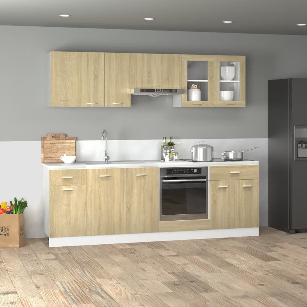 vidaXL Σετ Επίπλων Κουζίνας 8 Τεμαχίων Lyon Sonoma Δρυς Επεξ. Ξύλο