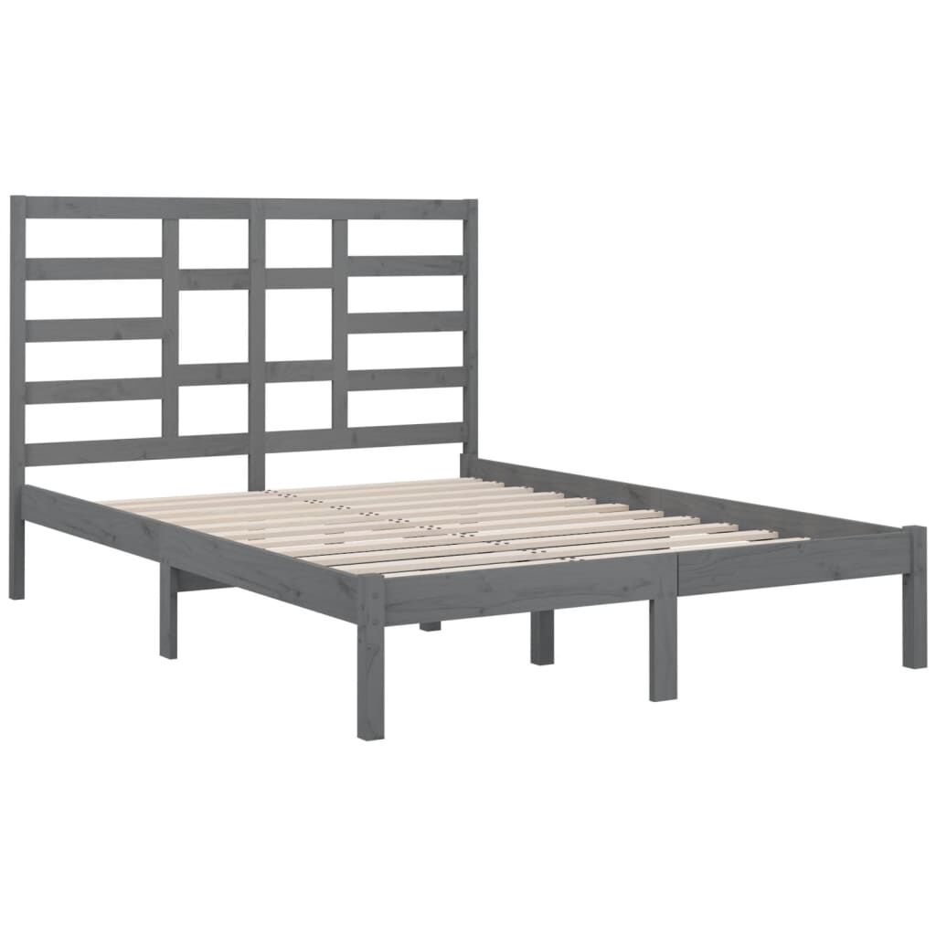 vidaXL Πλαίσιο Κρεβατιού Γκρι 150 x 200 εκ. Μασίφ Ξύλο King Size