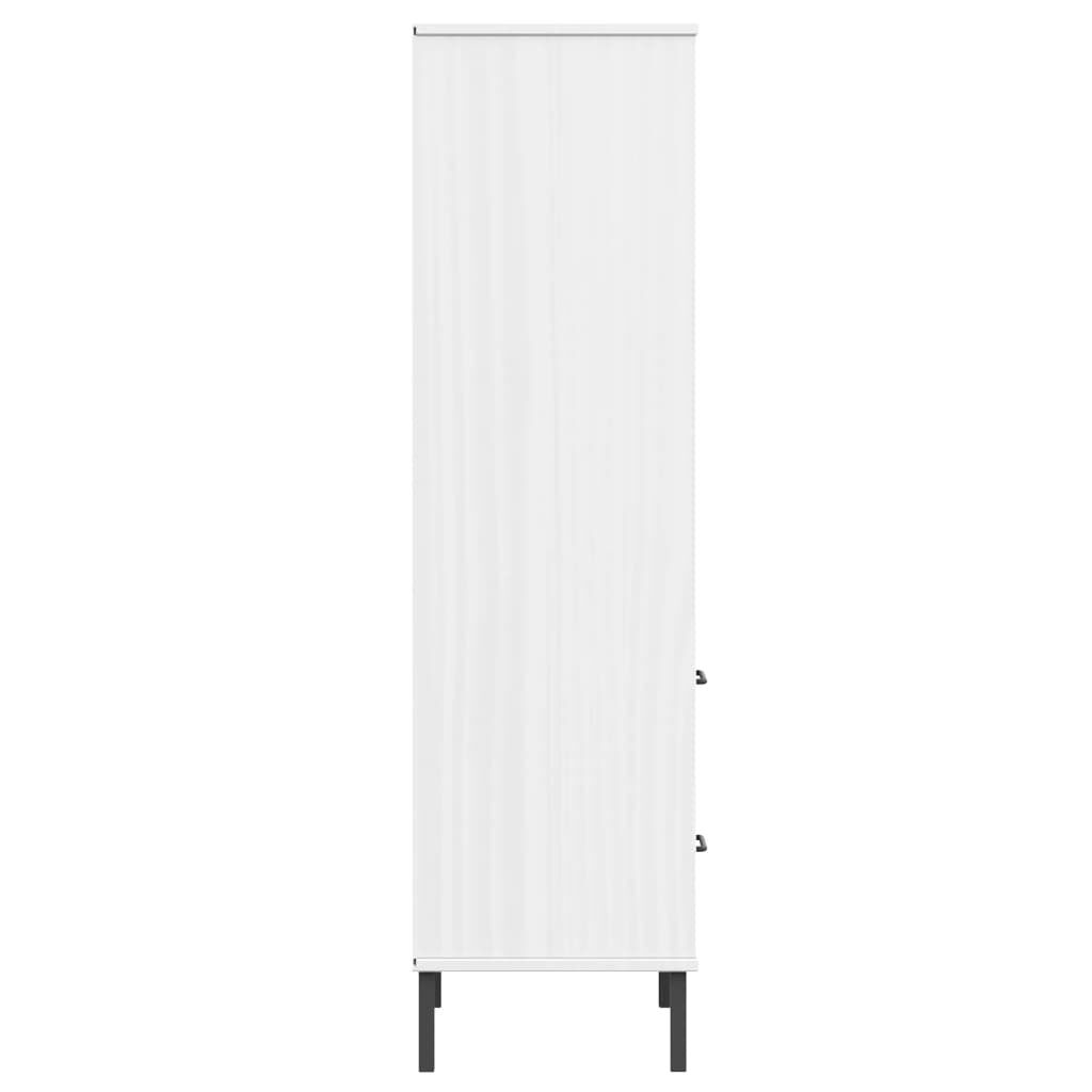 vidaXL Βιβλιοθήκη OSLO με 2 Συρτάρια Λευκή 60x35x128,5 εκ. Μασίφ Ξύλο