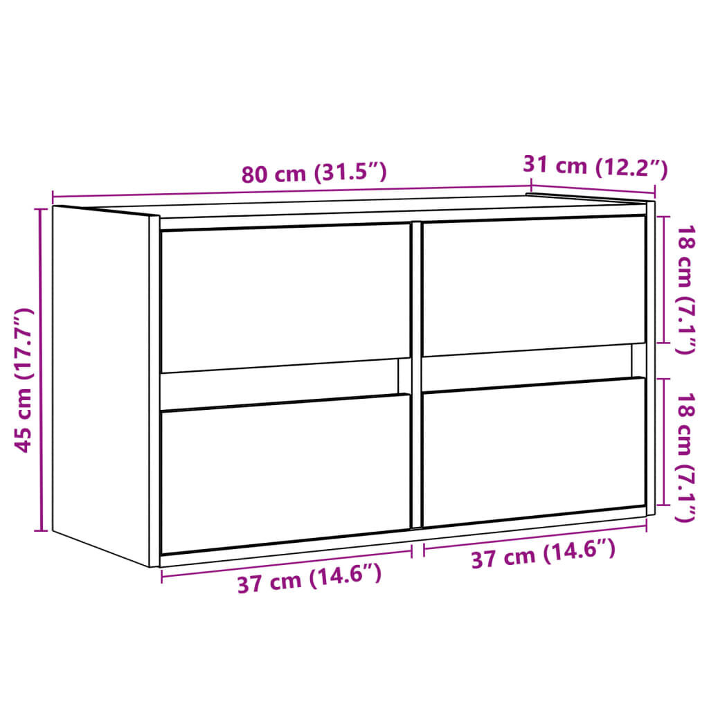 vidaXL Έπιπλο Τοίχου Τηλεόρασης με LED Λευκό 80x31x45 εκ.