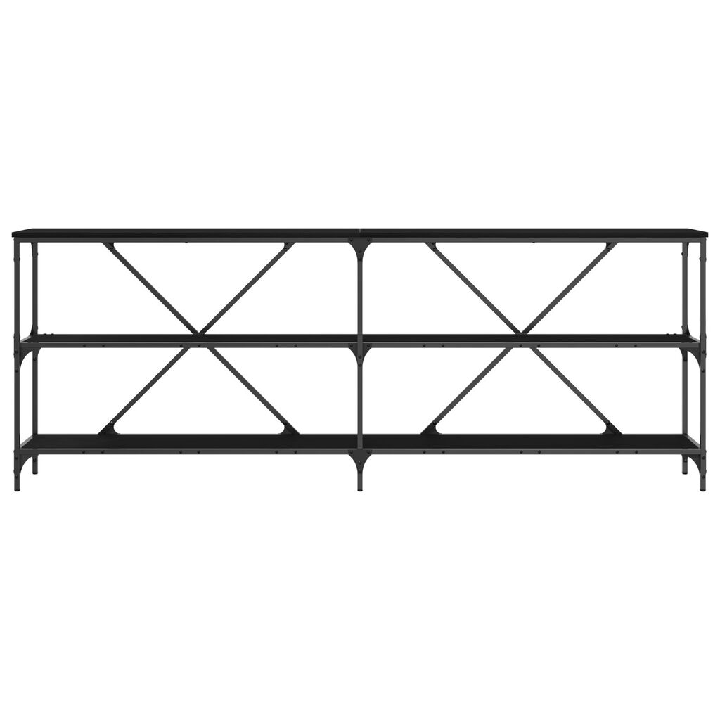 vidaXL Κονσόλα Μαύρη Δρυς 200x30x75 εκ. Κατασκευασμένο ξύλο και ατσάλι