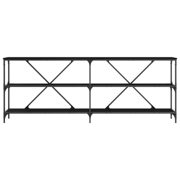 vidaXL Κονσόλα Μαύρη Δρυς 200x30x75 εκ. Κατασκευασμένο ξύλο και ατσάλι