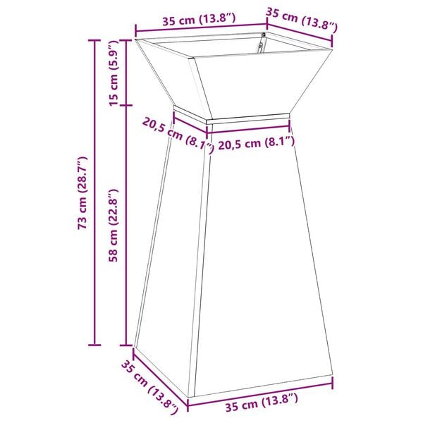 vidaXL Βάση Φυτών Μαύρη Πλαστική 35 x 35 x 73 cm Κυλινδρική Σύγχρονη