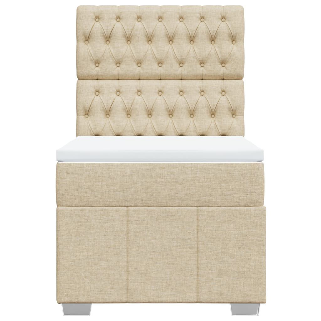 vidaXL Κρεβάτι Boxspring με Στρώμα Κρεμ 90x200 εκ.Υφασμάτινο