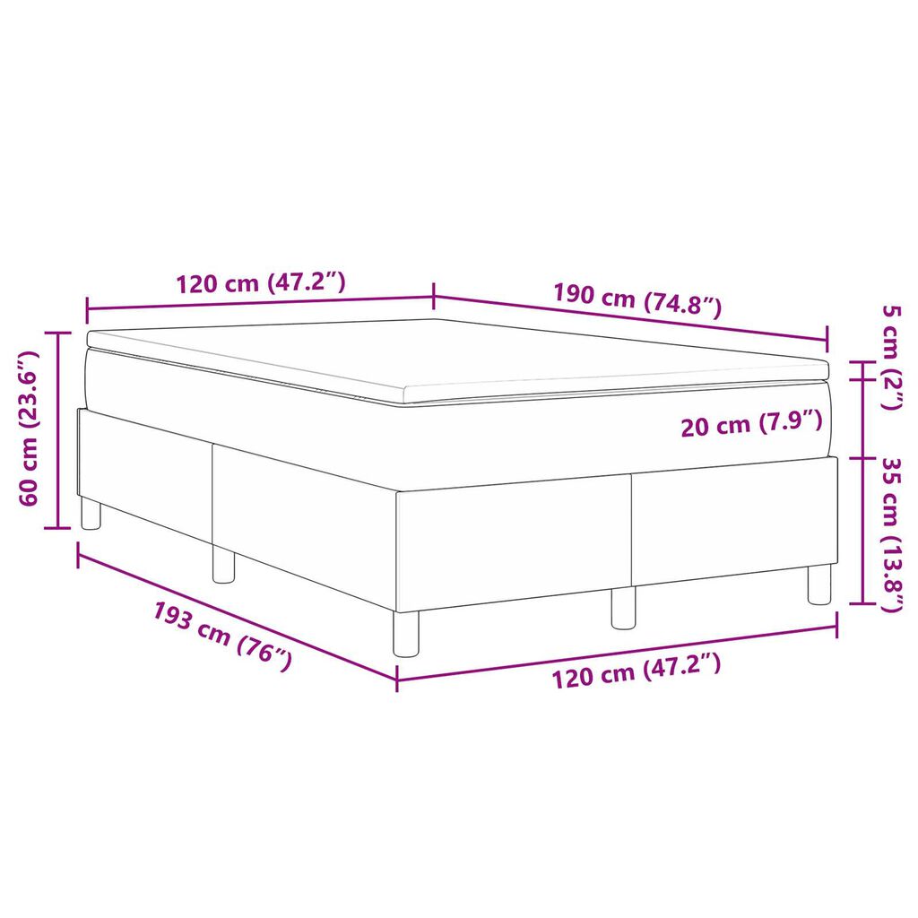 vidaXL Κρεβάτι Box Spring με Στρώμα σε Ανοιχτό Γκρι, Μικρό Διπλό, από Βελούδο