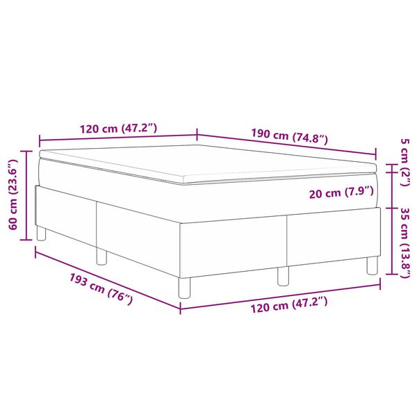 vidaXL Κρεβάτι Box Spring με Στρώμα σε Ανοιχτό Γκρι, Μικρό Διπλό, από Βελούδο