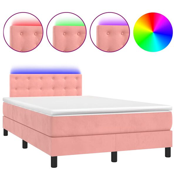 vidaXL &Kappa;&rho;&epsilon;&beta;ά&tau;&iota; Boxspring &mu;&epsilon; &Sigma;&tau;&rho;ώ&mu;&alpha; & LED &Rho;&omicron;&zeta; 120x190 &epsilon;&kappa;. &Beta;&epsilon;&lambda;&omicron;ύ&delta;&iota;&nu;&omicron;