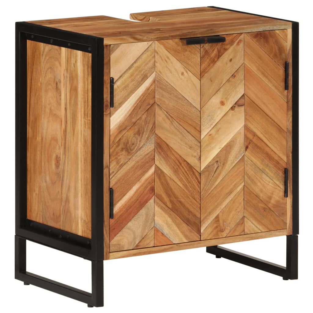 vidaXL Ντουλάπι Μπάνιου Επιτοίχιο 55x35x60 εκ. Μασίφ Ακακία/Σίδερο