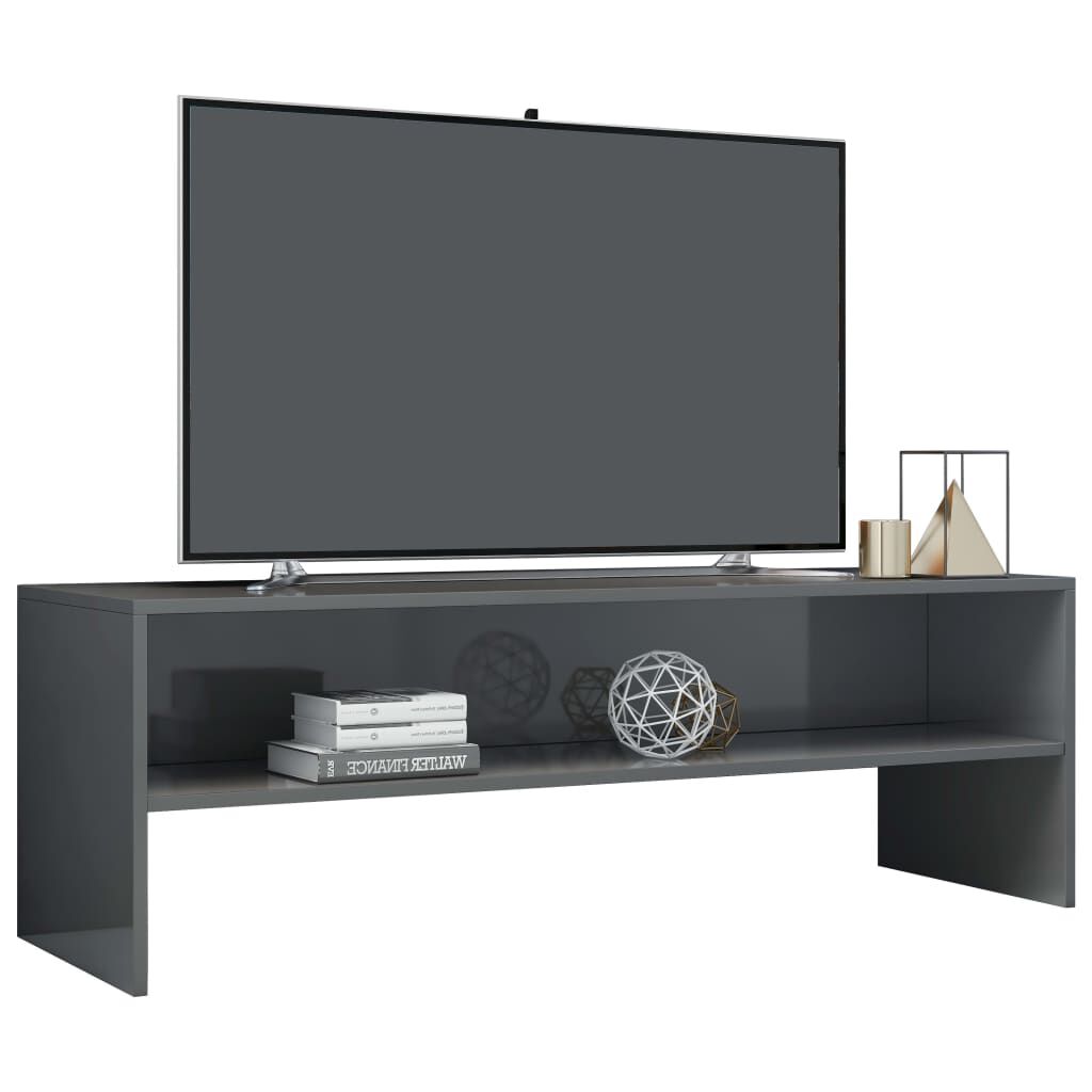vidaXL Έπιπλο Τηλεόρασης Γυαλιστερό Γκρι 120 x 40 x 40 εκ. Επεξ. Ξύλο