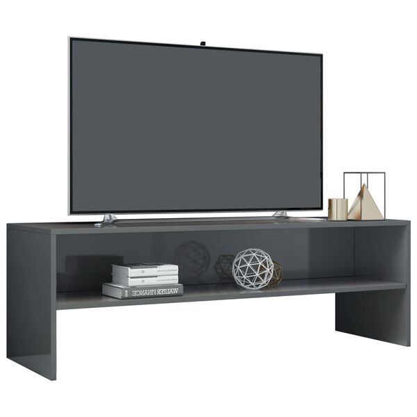 vidaXL Έπιπλο Τηλεόρασης Γυαλιστερό Γκρι 120 x 40 x 40 εκ. Επεξ. Ξύλο