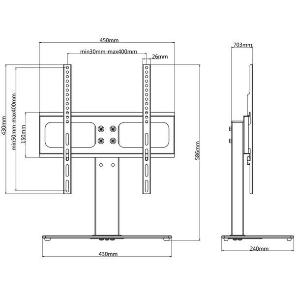 vidaXL Βάση Τηλεόρασης για Οθόνη 26-42 Ιντ. Max VESA 400x400χιλ. 30 κ.