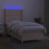 vidaXL &Kappa;&rho;&epsilon;&beta;ά&tau;&iota; Boxspring &mu;&epsilon; &Sigma;&tau;&rho;ώ&mu;&alpha; & LED &Kappa;&rho;&epsilon;&mu; 90x190 &epsilon;&kappa;. &Upsilon;&phi;&alpha;&sigma;&mu;ά&tau;&iota;&nu;&omicron;