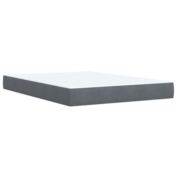 vidaXL Κρεβάτι Boxspring με Στρώμα Σκούρο Γκρι 140x200 εκ. Βελούδινο