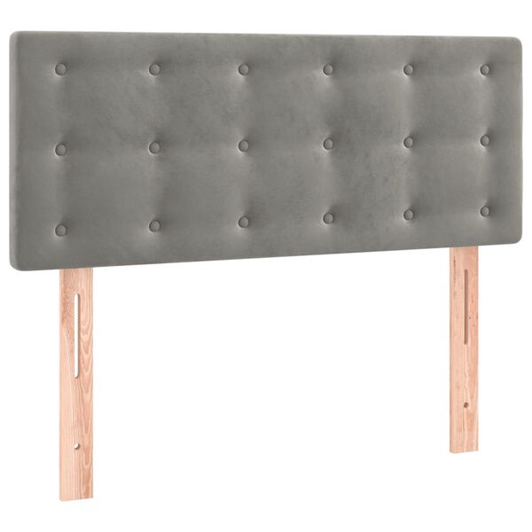 vidaXL Κρεβάτι Boxspring με Στρώμα Ανοιχτό Γκρι 90x190 εκ. Βελούδινο