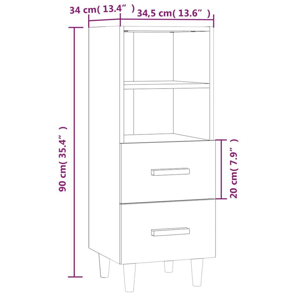 vidaXL Ντουλάπι Καφέ Δρυς 34,5 x 34 x 90 εκ. Επεξεργασμένο Ξύλο