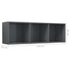 vidaXL Βιβλιοθήκη/Έπιπλο TV Γυαλιστερό Γκρι 36x30x114 εκ. Επεξ. Ξύλο