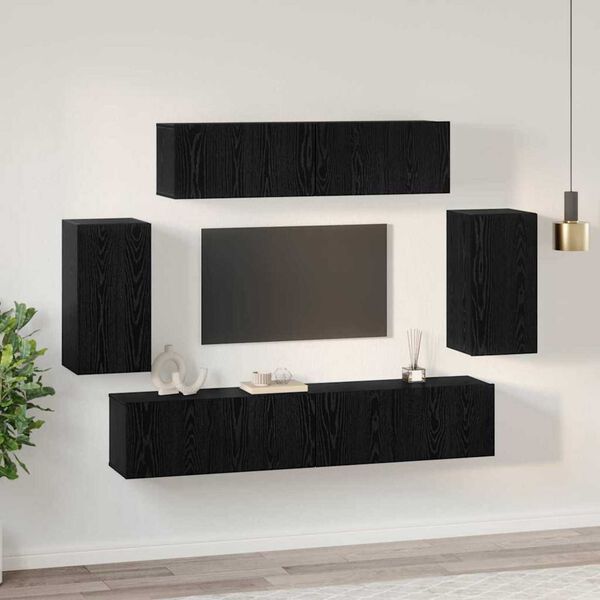 vidaXL Σετ επίπλου τηλεόρασης 6 pcs Μαύρη δρυς 80 x 30 x 30 εκ
