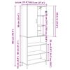 vidaXL Highboard Μαύρη Οξυά 69,5 x 34 x 180 εκ. Επεξεργασμένο ξύλο
