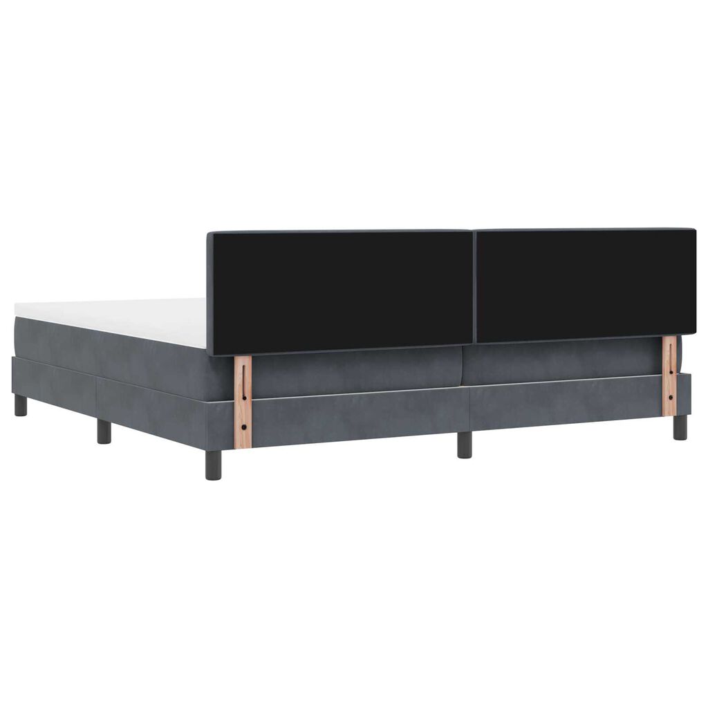 vidaXL Κρεβάτι Box Spring με Ματράς & LED Σκούρο Γκρι 200x200 εκ. Βελούδο