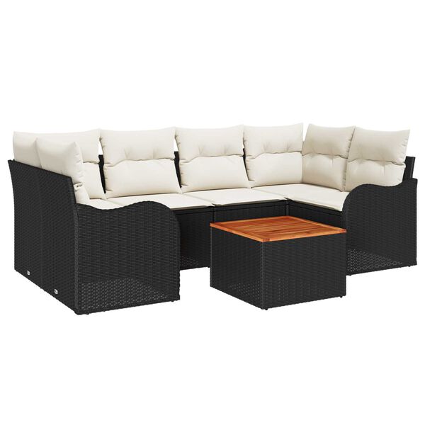 vidaXL Σετ Καναπέ Κήπου 7 pcs Μαύρο και λευκό