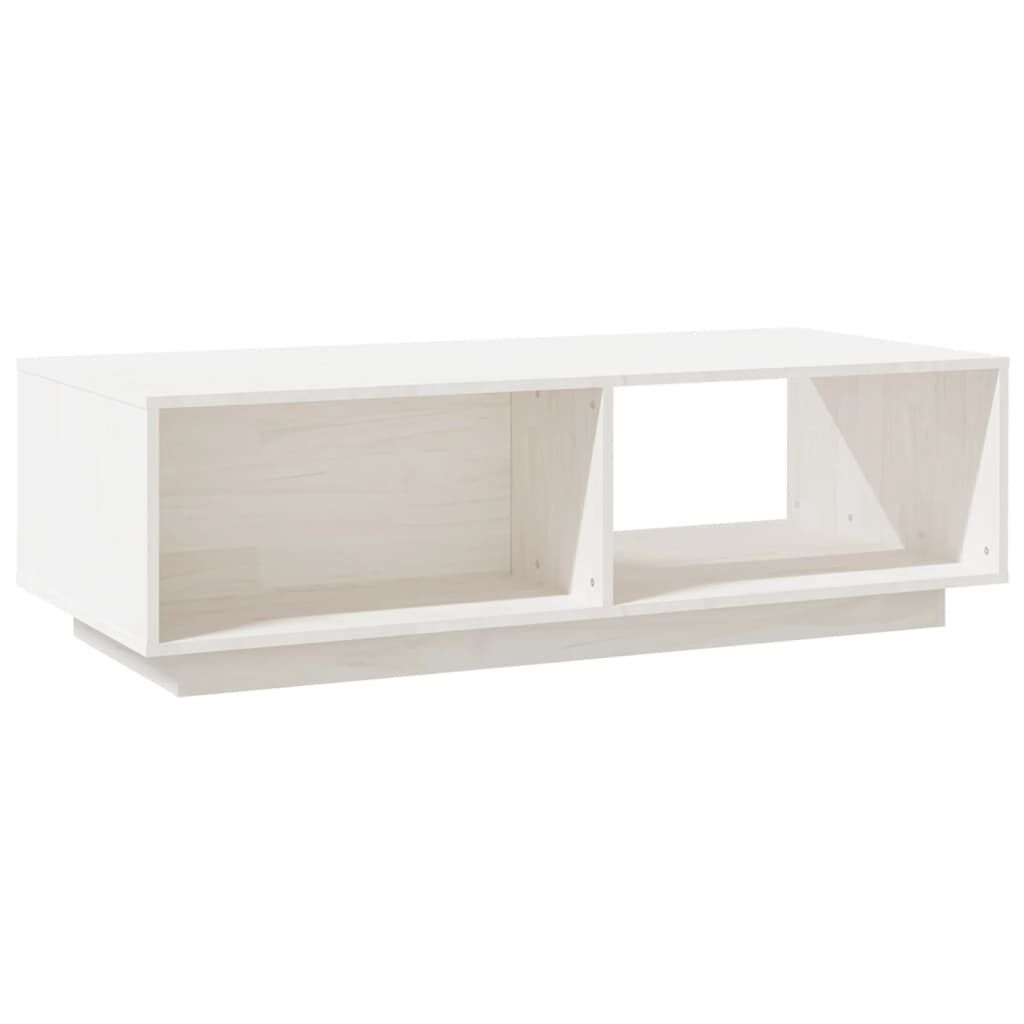vidaXL Τραπεζάκι Σαλονιού Λευκό 110x50x33,5 εκ. από Μασίφ Ξύλο Πεύκου