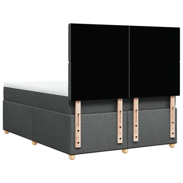 vidaXL Κρεβάτι Boxspring με Στρώμα Σκούρο Γκρι 140x200 εκ Υφασμάτινο
