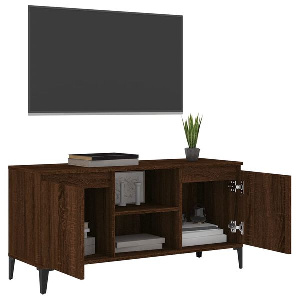 vidaXL Έπιπλο Τηλεόρασης Καφέ Δρυς 103,5x35x50 εκ. με Μεταλλικά Πόδια