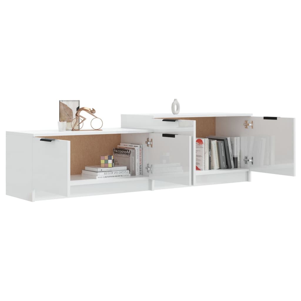 vidaXL Έπιπλο Τηλεόρασης Γυαλιστερό Λευκό 158,5x36x45 εκ. Επεξ. Ξύλο