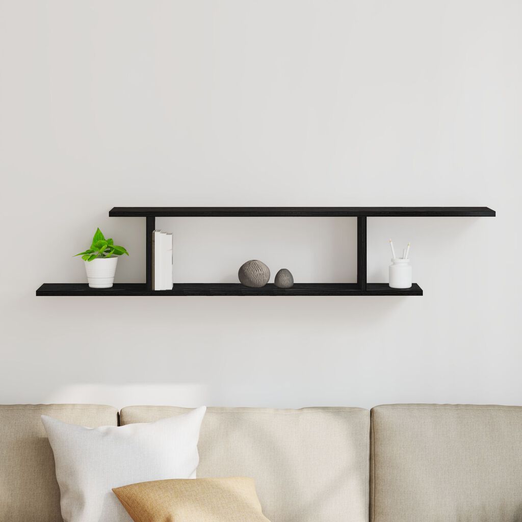 vidaXL Τοίχου Ράφα TV Μαύρη Βελανιδιά 125x18x23 εκ Επεξεργασμένο Ξύλο