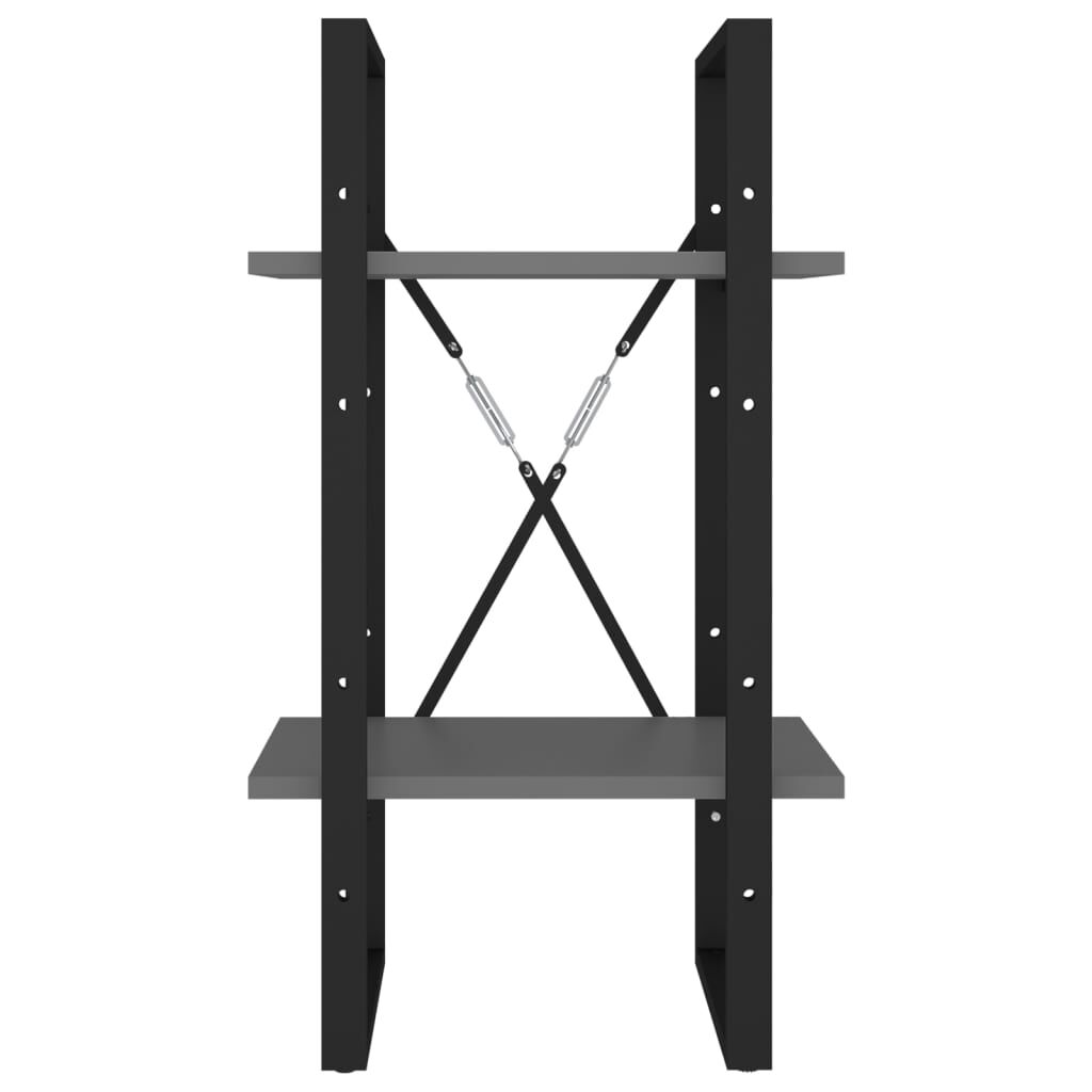 vidaXL Βιβλιοθήκη με 2 Ράφια Γκρι 40 x 30 x 70 εκ. από Επεξ. Ξύλο