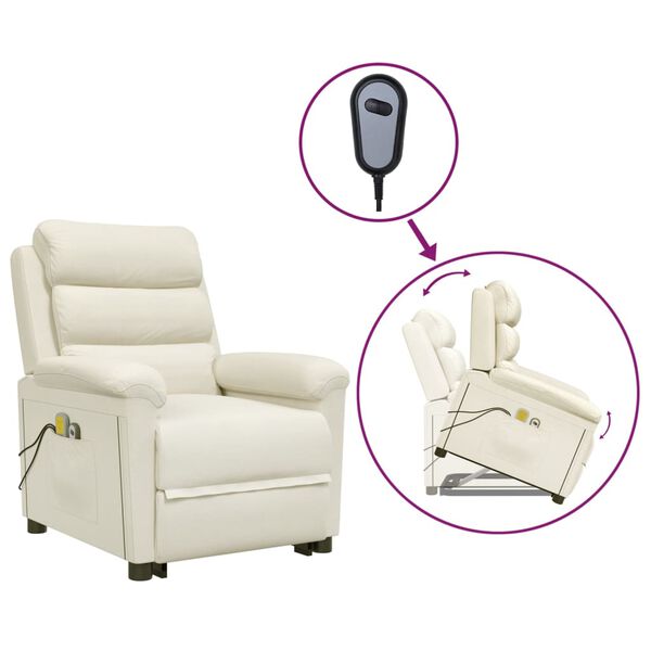 vidaXL Πολυθρόνα Μασάζ με Ανύψωση Κρεμ Βελούδινη
