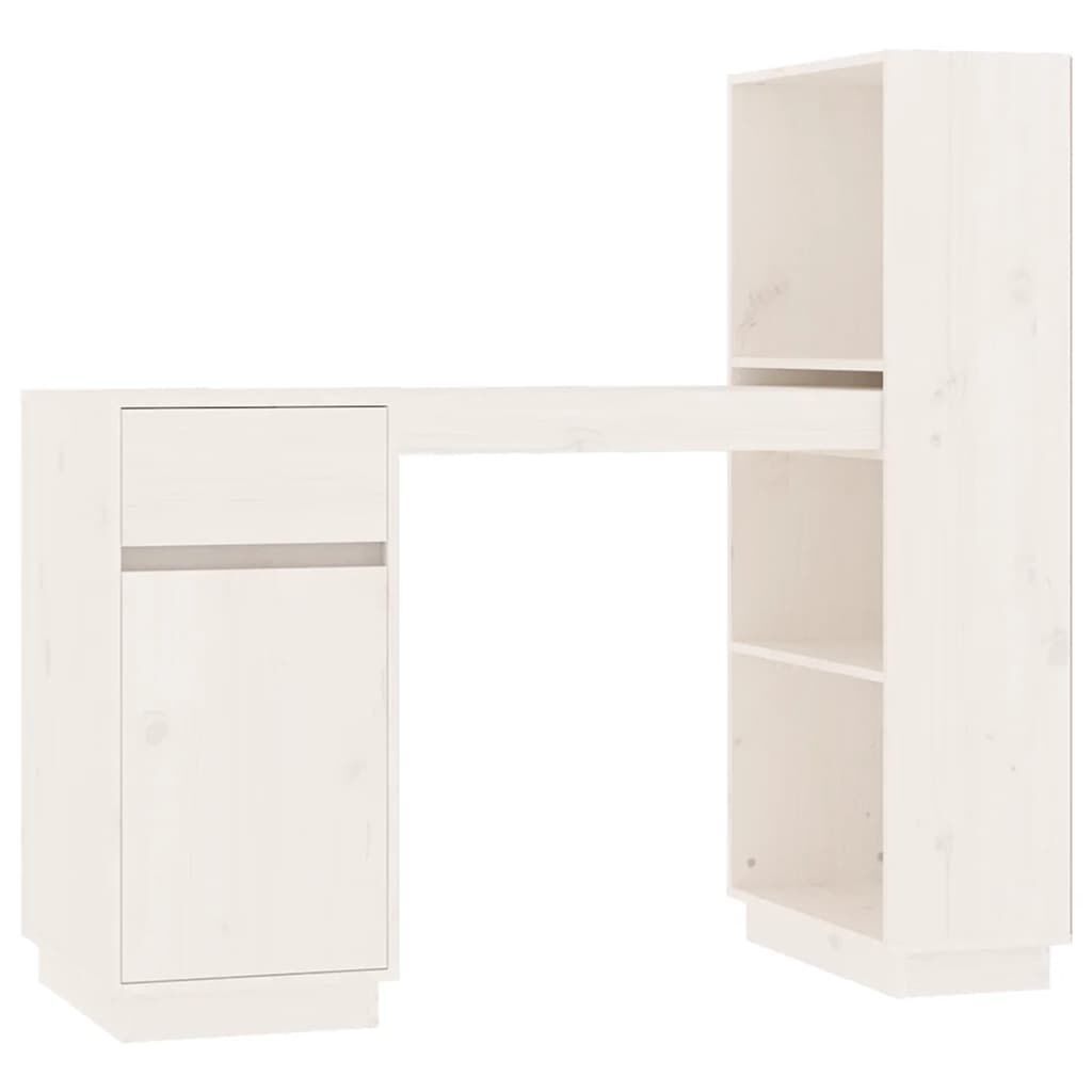 vidaXL Γραφείο Λευκό 110 x 53 x 117 εκ. από Μασίφ Ξύλο Πεύκου