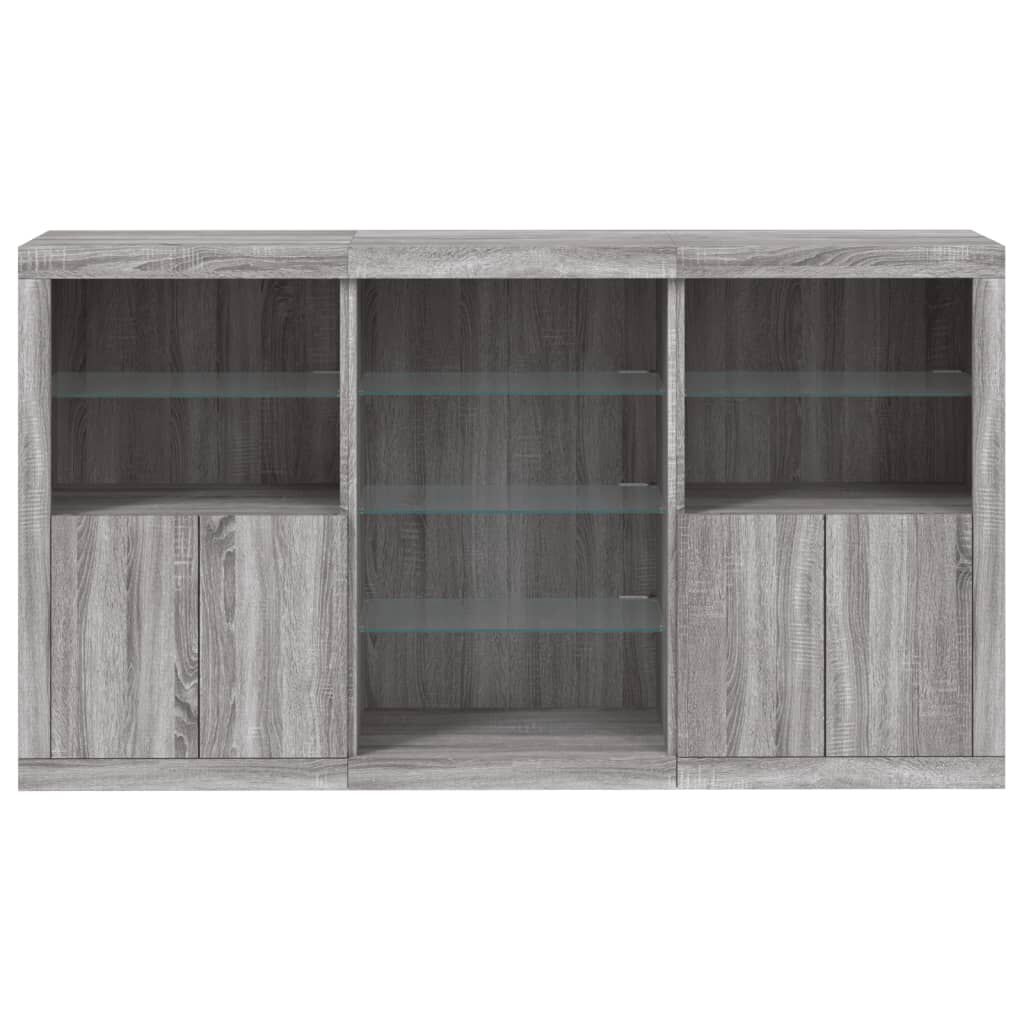 vidaXL Μπουφές με Φώτα LED Γκρι Sonoma 181,5 x 37 x 100 εκ.