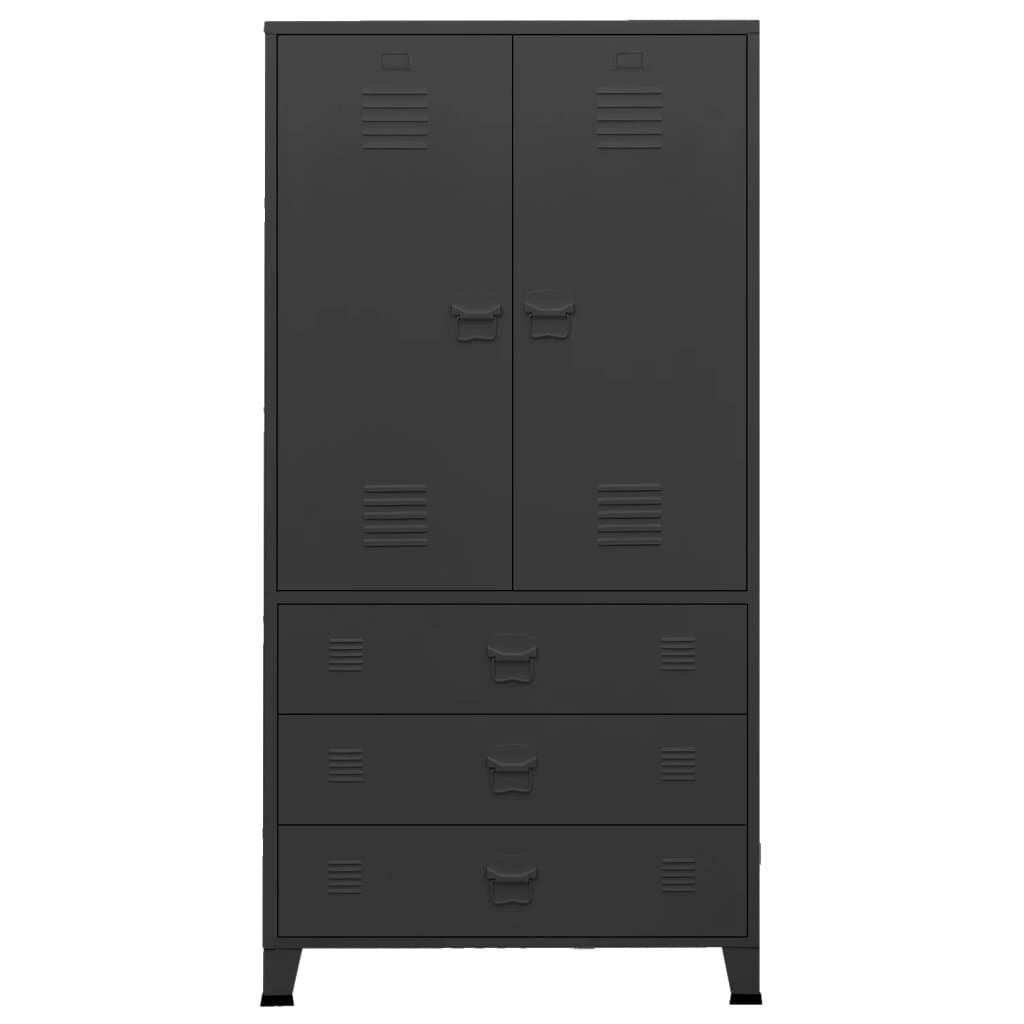 vidaXL Ντουλάπα Βιομηχανική Μαύρη 90 x 50 x 180 εκ. Μεταλλική