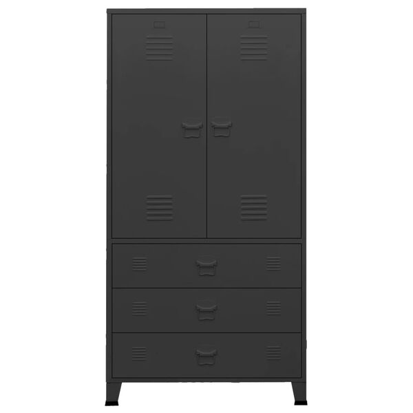 vidaXL Ντουλάπα Βιομηχανική Μαύρη 90 x 50 x 180 εκ. Μεταλλική