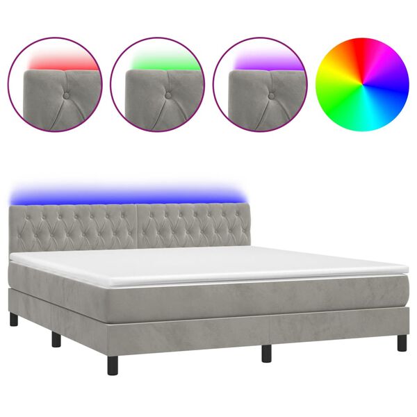 vidaXL &Kappa;&rho;&epsilon;&beta;ά&tau;&iota; Boxspring &mu;&epsilon; &Sigma;&tau;&rho;ώ&mu;&alpha; & LED &Alpha;&nu;.&Gamma;&kappa;&rho;&iota; 180x200 &epsilon;&kappa;. &Beta;&epsilon;&lambda;&omicron;ύ&delta;&iota;&nu;&omicron;
