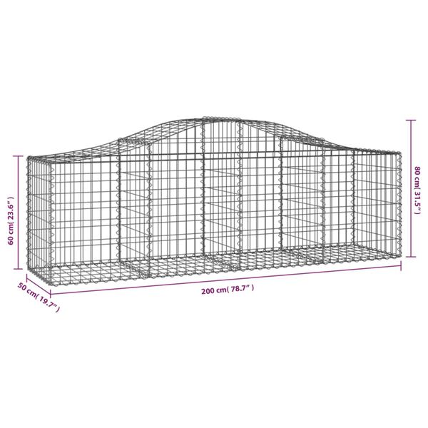 vidaXL Συρματοκιβώτια Τοξωτά 13 τεμ. 200x50x60/80 εκ. Γαλβαν. Ατσάλι