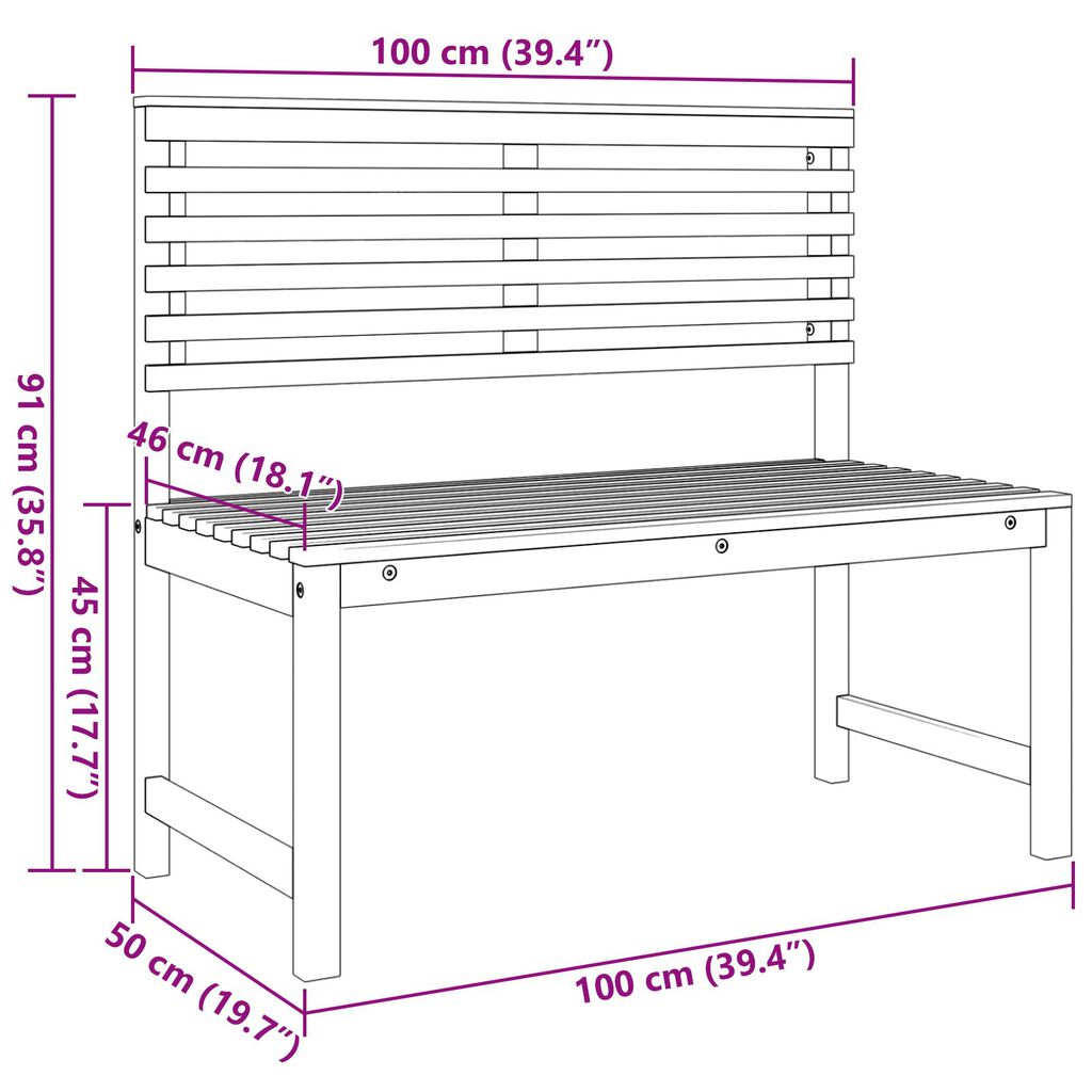 vidaXL Κήπος Πάγκος 100x50x91 εκ. Μασίφ Ξύλο Ακακίας