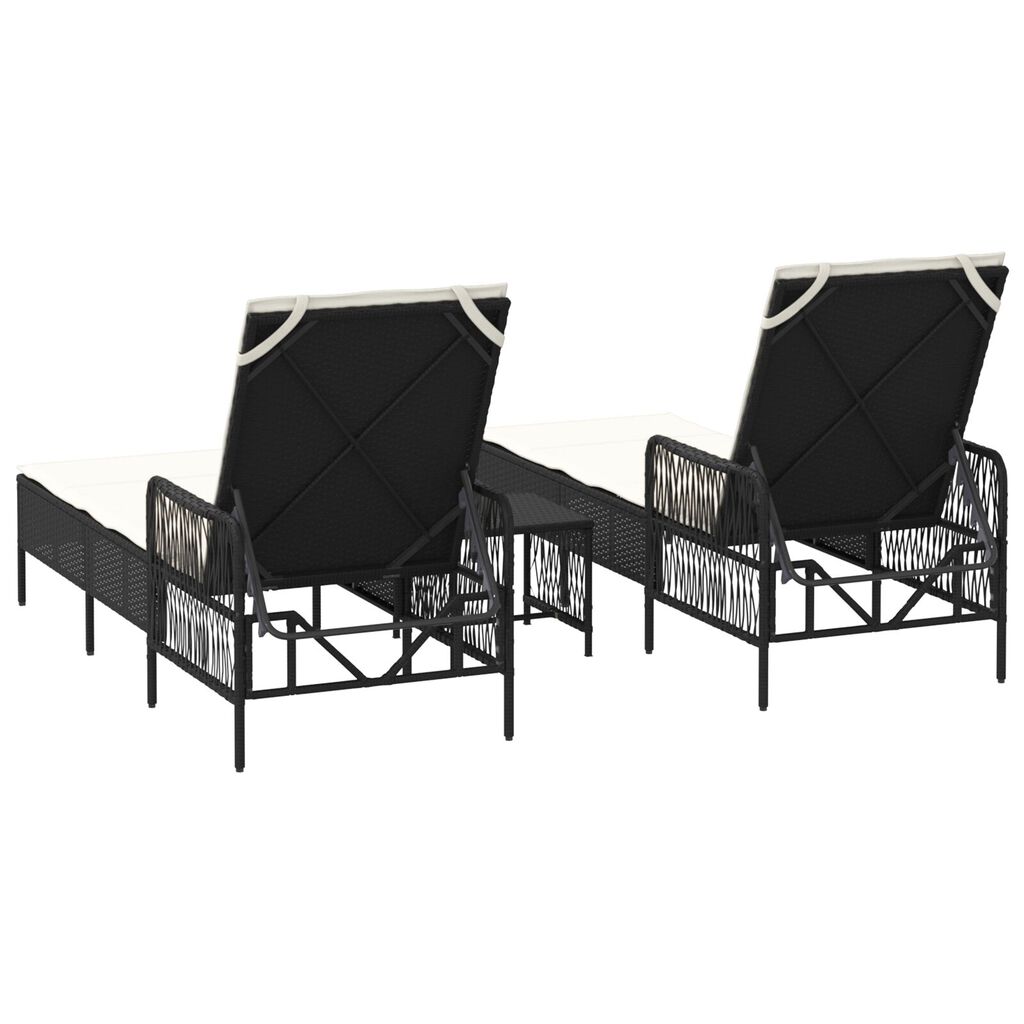 vidaXL Ξαπλώστρα 2 pcs Μαύρο 35 x 35 x 32 εκ. συνθετικό ρατάν