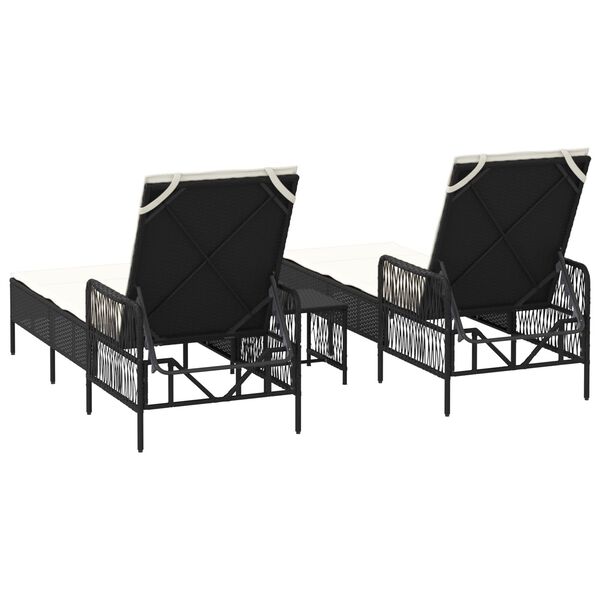 vidaXL Ξαπλώστρα 2 pcs Μαύρο 35 x 35 x 32 εκ. συνθετικό ρατάν