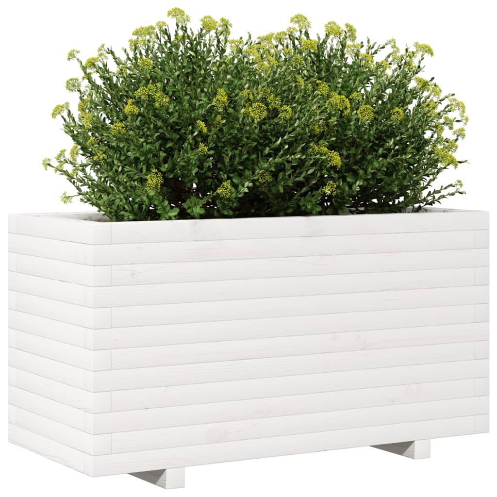 vidaXL Ζαρντινιέρα Κήπου Λευκή 90x40x49,5 εκ. από Μασίφ Ξύλο Πεύκου