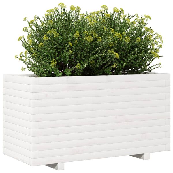 vidaXL Ζαρντινιέρα Κήπου Λευκή 90x40x49,5 εκ. από Μασίφ Ξύλο Πεύκου