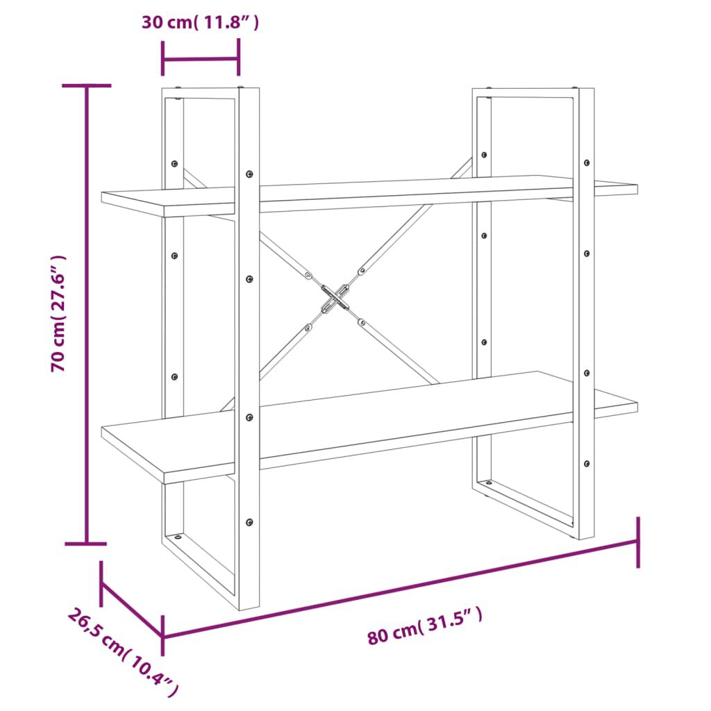 vidaXL Βιβλιοθήκη με 5 Ράφια Γκρι Sonoma 80x30x175 εκ. Επεξεργ. Ξύλο